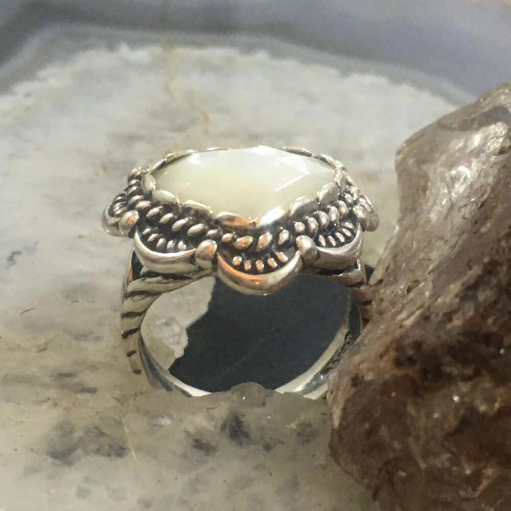 Carolyn Pollack Sterling Faceted Mother of Pearl Decorated Heart Ring Size 6.5 - Picture 5 of 10